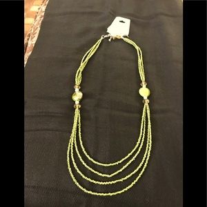 Women’s necklace and earrings green multi strand